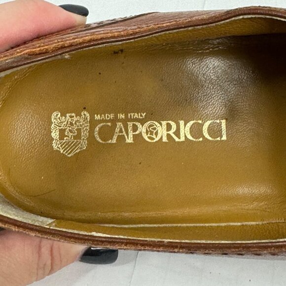 Caporicci Men\'s Size 8.5 Brown Leather Oxford Dress Shoes Made in Italy Designer main image 5